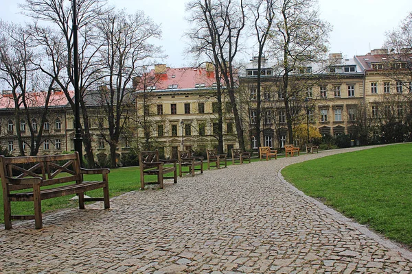 Park near the houses. — Stock Photo, Image