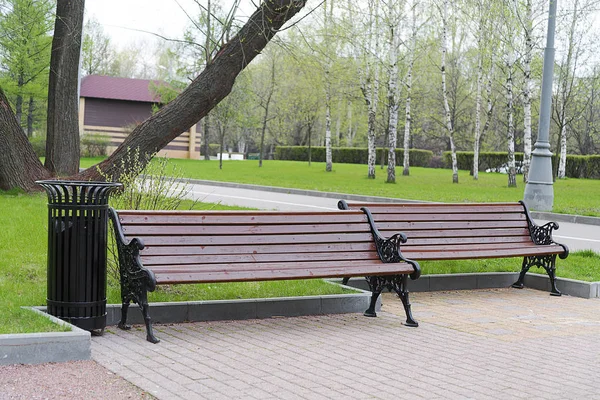 En Park med bänkar. — Stockfoto