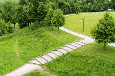 Merdiven parkta bir dizi.