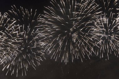 Bir tatil gece gökyüzünde havai fişek.