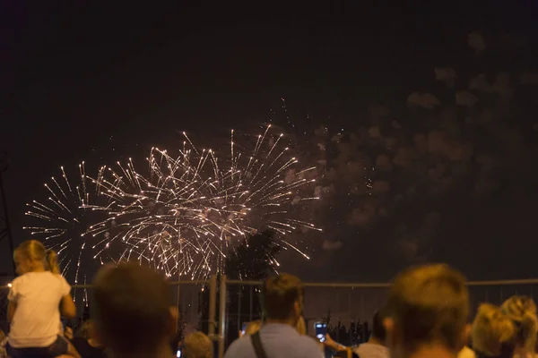 Fuegos artificiales en el cielo nocturno en vacaciones . —  Fotos de Stock