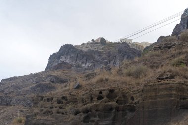 Santorini Island, Yunanistan bakan manzara süpürme