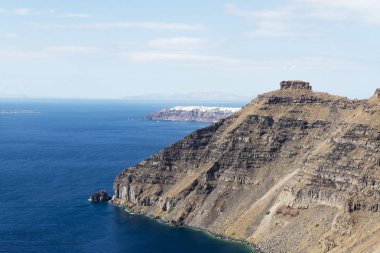 Santorini Island, Yunanistan bakan manzara süpürme