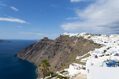 Oia Köyü Adası Santorini, Yunanistan üzerinden ünlü görünüm