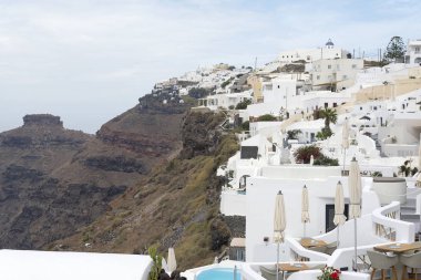 Oia Köyü Adası Santorini, Yunanistan üzerinden ünlü görünüm