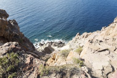 Santorini Island, Yunanistan bakan manzara süpürme