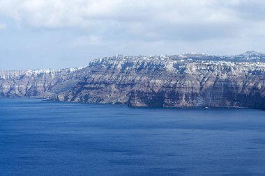 Santorini Island, Yunanistan bakan manzara süpürme