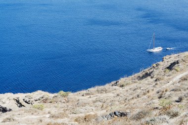 Santorini Island, Yunanistan bakan manzara süpürme