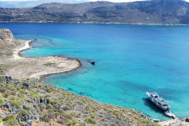 Deniz Manzaralı Gramvousa Kalesi'nin üstünden.