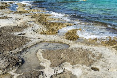Kumsalda Mavi Okyanusun Yumuşak Dalgası.