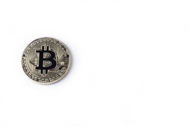 Beyaz arka plan üzerinde izole Kripto Döviz altın bitcoin yüzü.