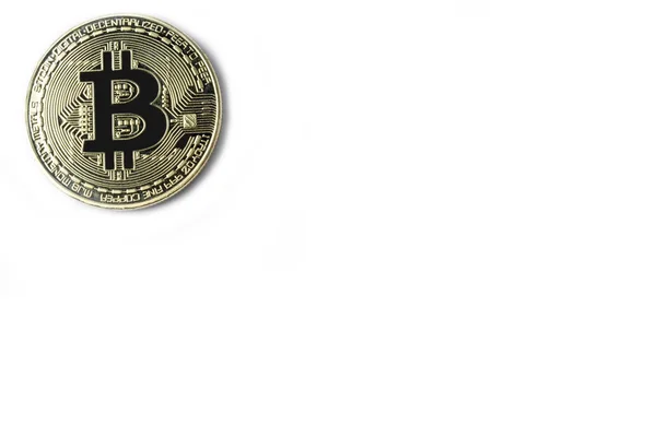 Face of the crypto currency golden bitcoin isolated on white background. — Stock Photo, Image