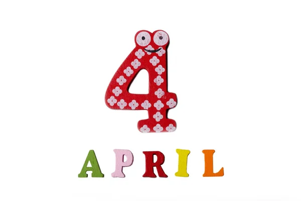 4月4日, 在白色背景下由数字和字母组成. — 图库照片