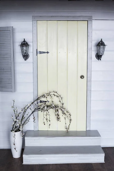 Central door to the house. Beautiful house. — Stock Photo, Image