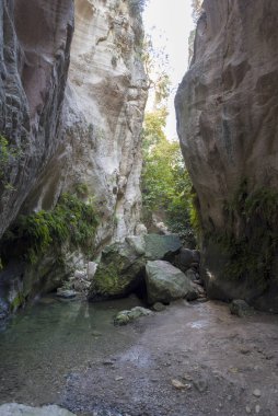 Kıbrıs'ta Avakas Gorge güneşli çok renkli kaya.