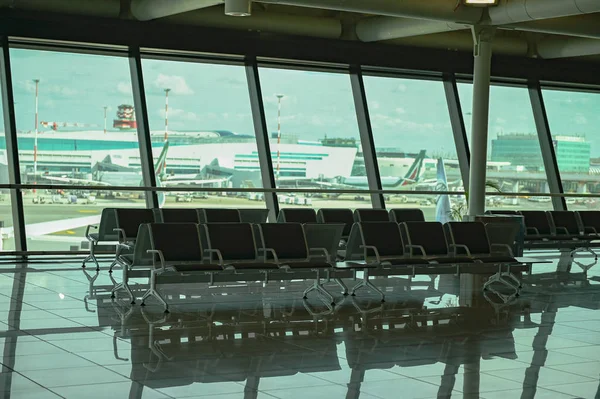 Repülőtéri Kilátás Üres Repülőtéri Utazási Koncepció — Stock Fotó