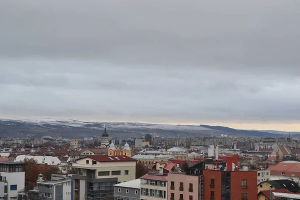 Vue Panoramique Sur Ville Cluj Napoca Hiver — Photo