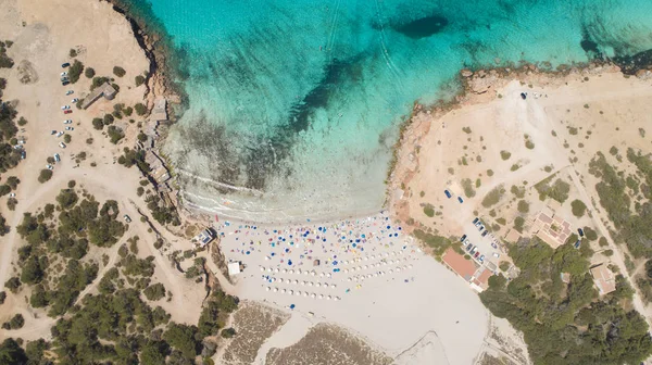 amazing beach with turquoise water at drone view