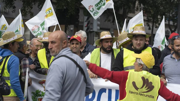 Большое Проявление Фермеров Разрушает Город Мурсия Испания Февраля 2020 Борются — стоковое фото