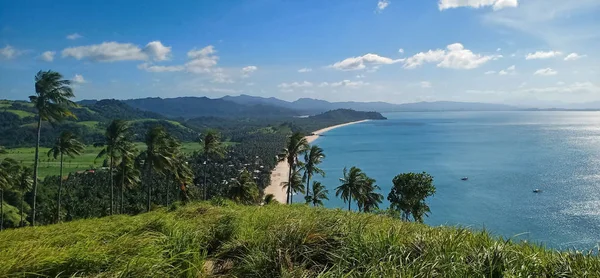 Wyjątkowy Widok Wybrzeże Wyspy Palawan Pobliżu San Vicente Długa Plaża — Zdjęcie stockowe