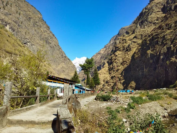 Valle Nepal Trekking Del Circuito Annapurna Montañas Hymalaya — Foto de Stock