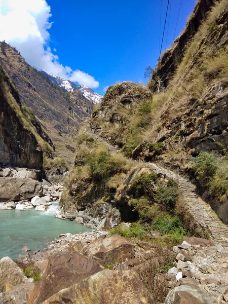 Непальская Долина Походе Трассе Аннапурна Гималая Гора — стоковое фото