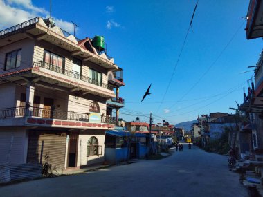 Besisahar şehri, Nepal 'deki Annapurna turist gezisinin başlangıç noktası. Himalaya.