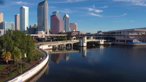 Plano Aéreo Del Dron Tampa Ciudad Skyline Florida — Vídeos de Stock