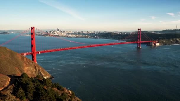 Вид Воздуха Мост Золотые Ворота Горизонт Сан Франциско — стоковое видео