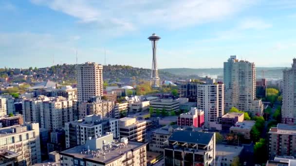 Flygbild Seattle Utrymme Nål — Stockvideo