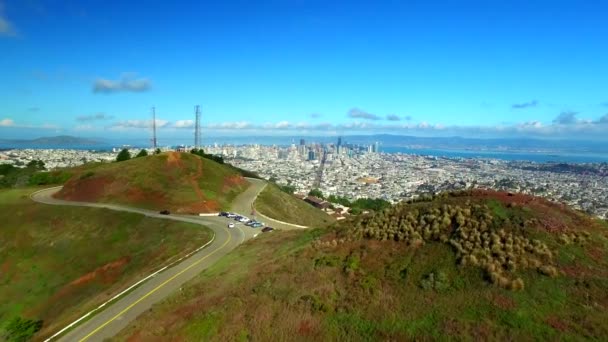 Vista Aérea Picos Gemelos San Francisco — Vídeo de stock