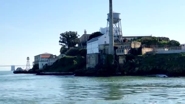 Vista Aérea Sobre Bahía San Francisco Alcatraz Puente Bahía — Vídeos de Stock