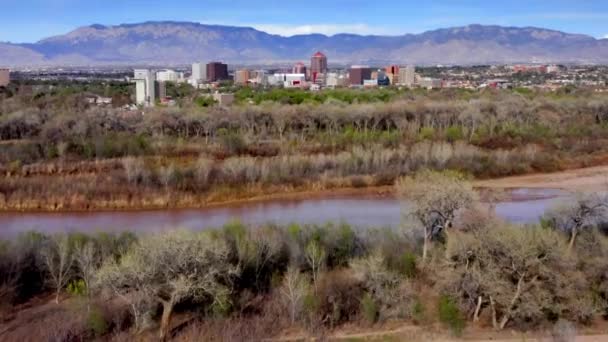 Albuquerque New Mexico Skyline Aerial View Balloon — Stok video