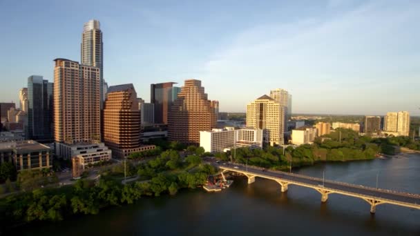 Austin Panorama Colorado Řeka Most — Stock video