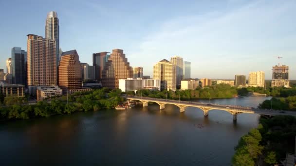 Austin Panorama Přes Řeku Colorado — Stock video