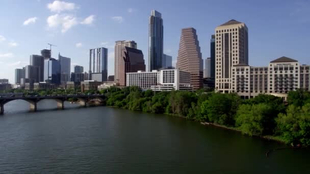 Austin Skyline Colorado River — Stockvideo