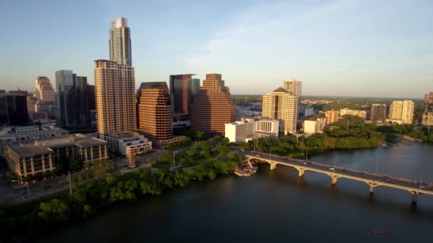 Bridge Austin Texas Skyline Sunset — Stock Video