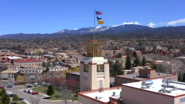 Καθεδρική Βασιλική Του Αγίου Φραγκίσκου Santa New Mexico Εκκλησία Εναέρια — Αρχείο Βίντεο