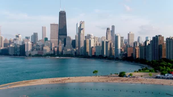 Chicago Coast Skyline Lake Michigan — стоковое видео