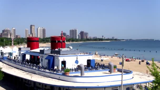 Chicago Praia Restaurante Turistas — Vídeo de Stock