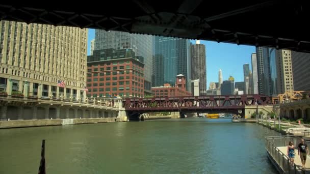 Chicago Fluss Innenstadt Chicago — Stockvideo