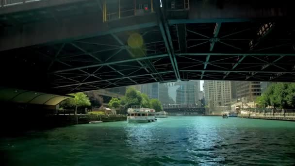 Rzeka Chicago Centrum Chicago — Wideo stockowe