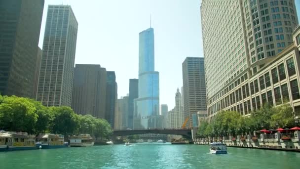Chicago River Centru Chicaga — Stock video