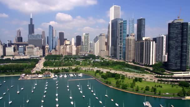 Chicago Skyline Liman Alanı — Stok video