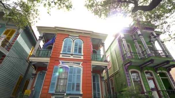Barevný Hotel Domy New Orleans Francouzská Architektura Panning — Stock video