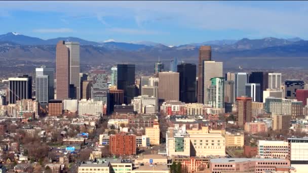 Denver Colorado Skyline Paisagem Urbana Por Drone Aéreo — Vídeo de Stock