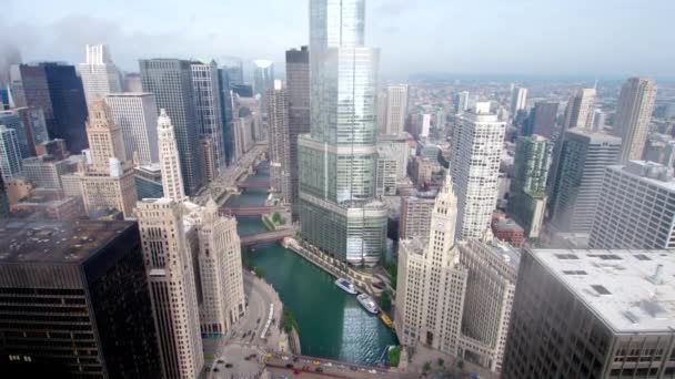 Centro Chicago Nevoeiro Skyline — Vídeo de Stock