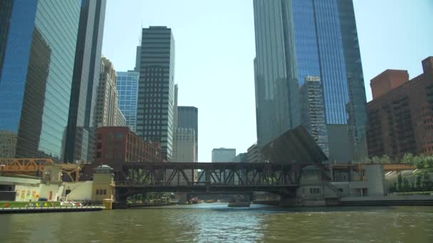 Centrum Van Chicago Skyline Chicago Rivier — Stockvideo