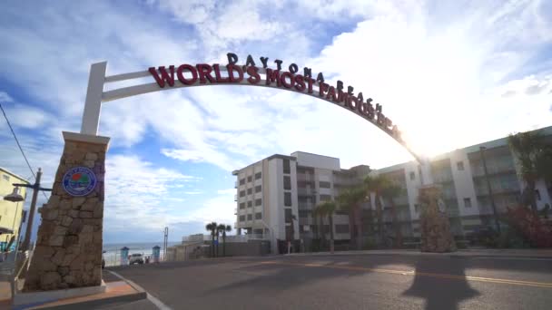Daytona Praia Sinal Florida Calçadão — Vídeo de Stock