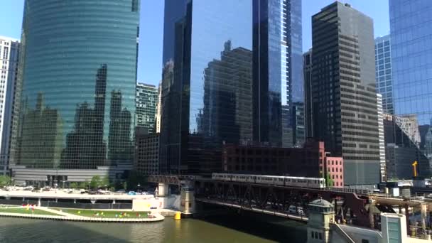 Ландшафт Центре Чикаго — стоковое видео